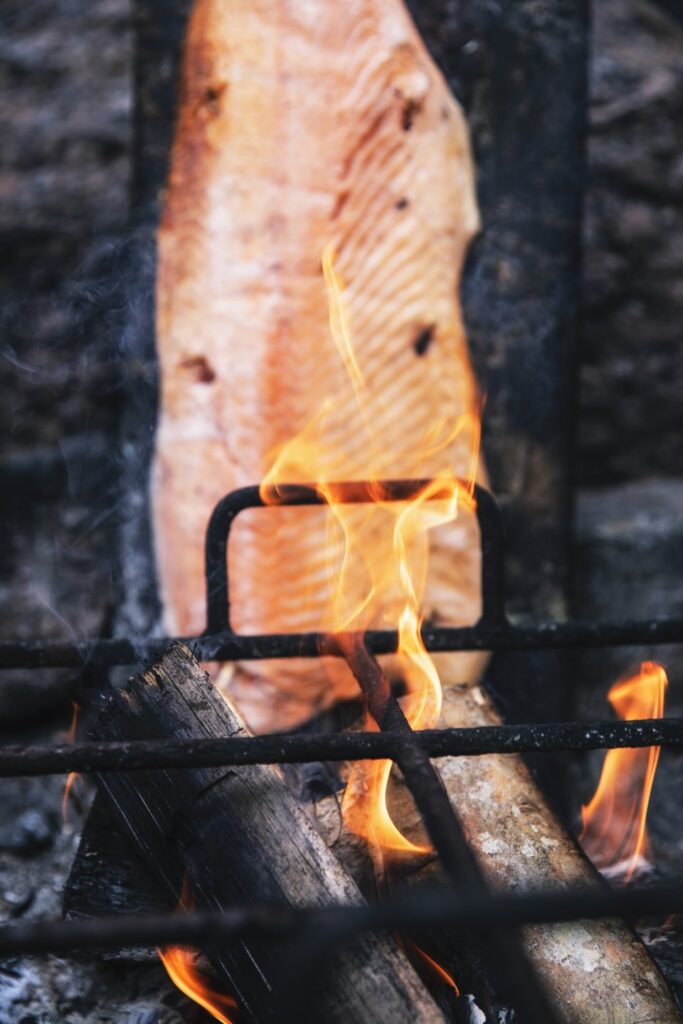 Salmon made over open fire